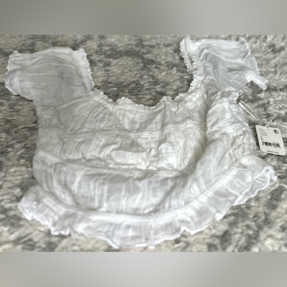 Free People White Off-Shoulder Ruffle Top - Picture 4 of 15